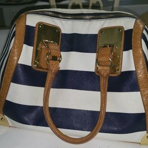 Aldo  striped Color navy blue/ white handbag